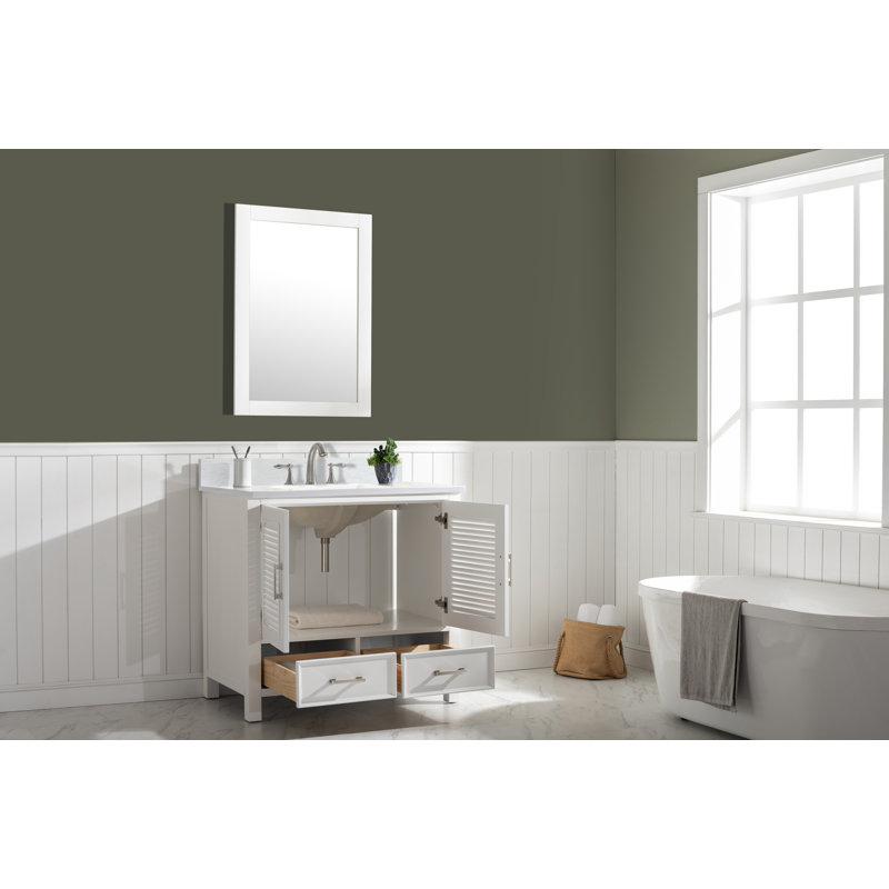 Estate 36'' Single Bathroom Vanity with Quartz Top, White