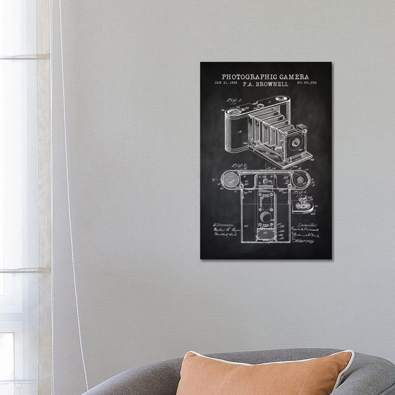 Brownell Camera, Black by PatentPrintStore - Wrapped Canvas Print, 20.32 cm H x 30.48 cm W