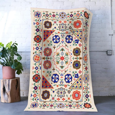 Multi-Colored Traditional Motif Design Decorative Rug