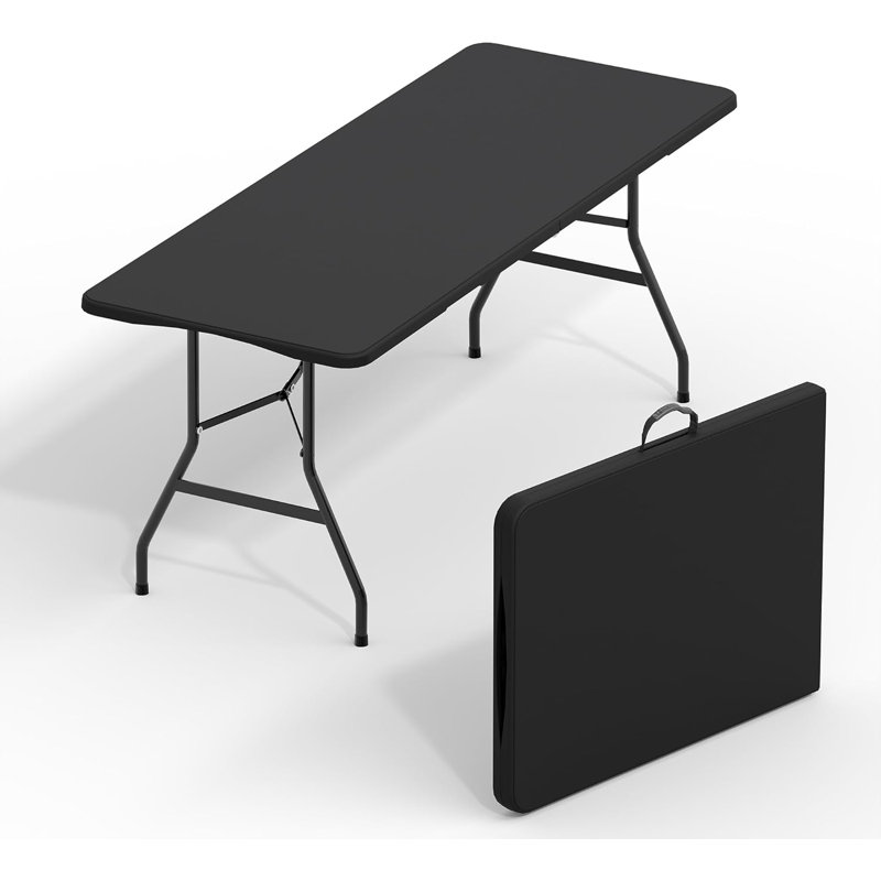 Table pliante portative 6 pi, avec poignée de transport, Matte Black