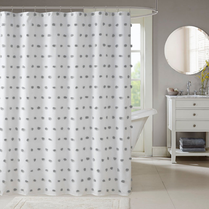 Rideau de douche en coton jacquard 1 pièce, Gris