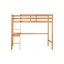 Lit mezzanine simple, lit mezzanine en bois d'hévéa avec garde-corps de sécurité, bureau intégré, échelle, chêne blanc-1081302428