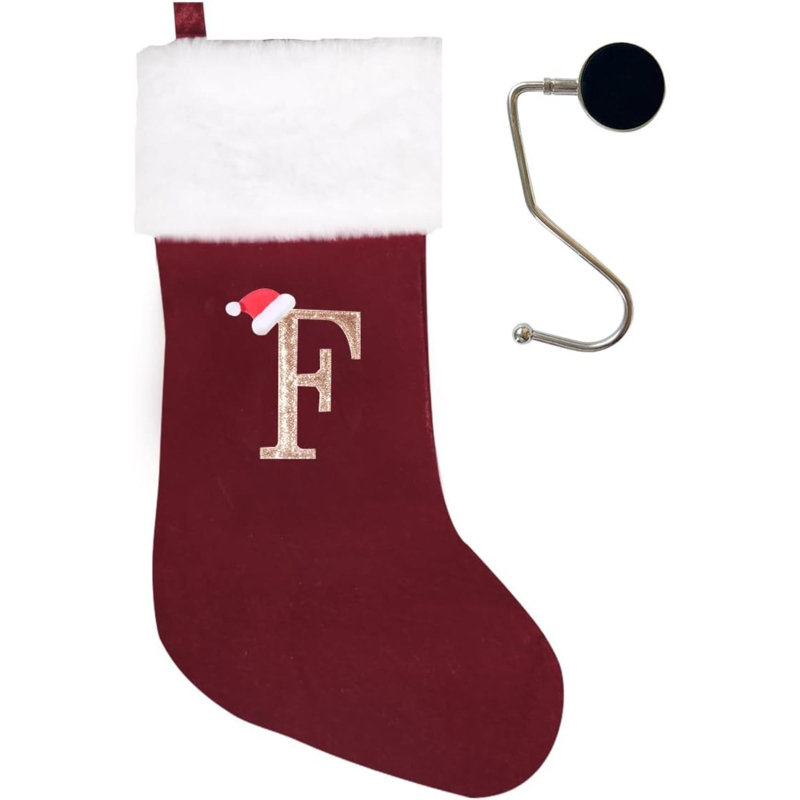 Bas de Noël monogrammés de 20 pouces avec lettres, bas de Noël super doux, bas de grand monogramme, bas de lettre rouge pour les Fêtes de Noël, cadeau de Noël…