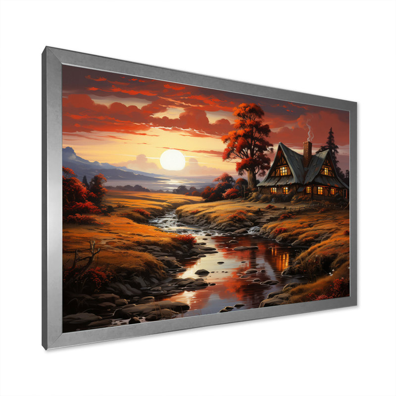 «Country Charm Amber Sunset», reproduction sur toile, H 12 po x l 20 po x P 1 po, Cadre photo argenté