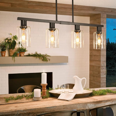 Ensemble de 3 luminaires suspendus en cristal modernes à hauteur réglable pour îlot de cuisine, salle à manger et salon