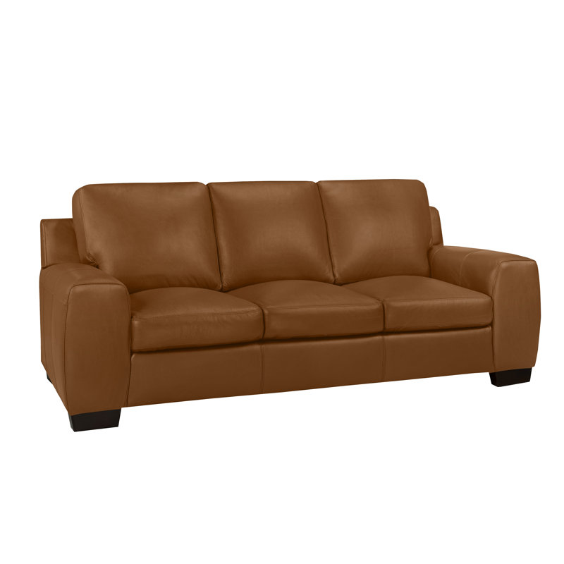 Causeuse Lynsey, Cuir véritable brun moyen, H 36 po x l 86 po x P 37 po