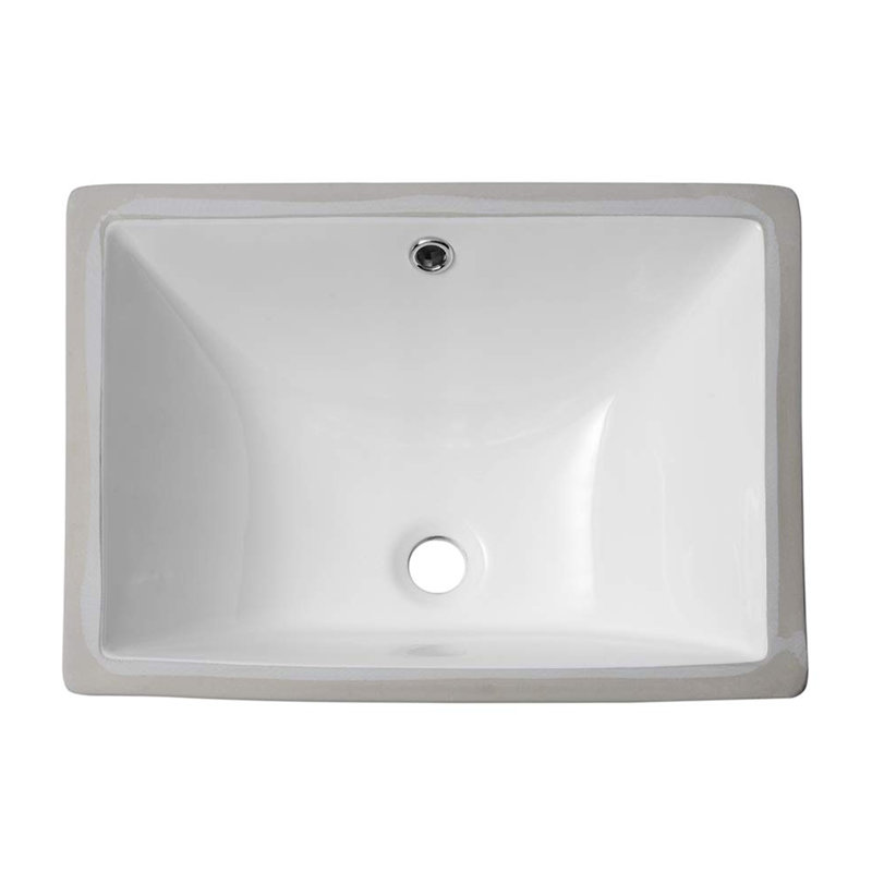 18.5" L x 13.5" W Undermount Bathroom Sink Rectangular White Ceramic Bathroom Sink Vanity Basin with Overflow