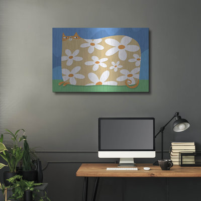 «Spring Cat» par Gabriela Avila, art mural en métal, 36 po x 24 po