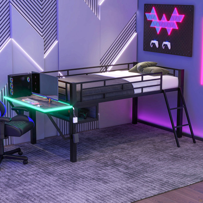 Lit mezzanine avec bureau Gaming