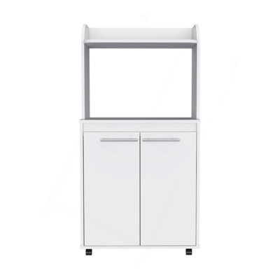 Kitchen Cart Totti, Double Door Cabinet, One Open Shelf, Two Interior Shelves