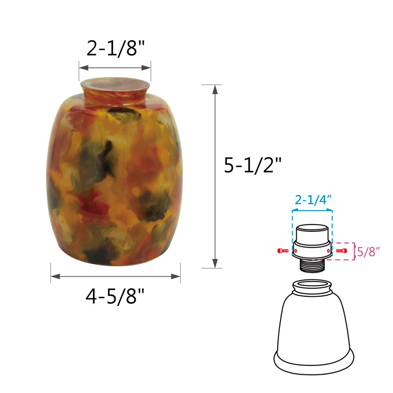 Ventilateur de plafond cylindrique en verre H 5,25 po x l 3,875 po (Uno) en brun