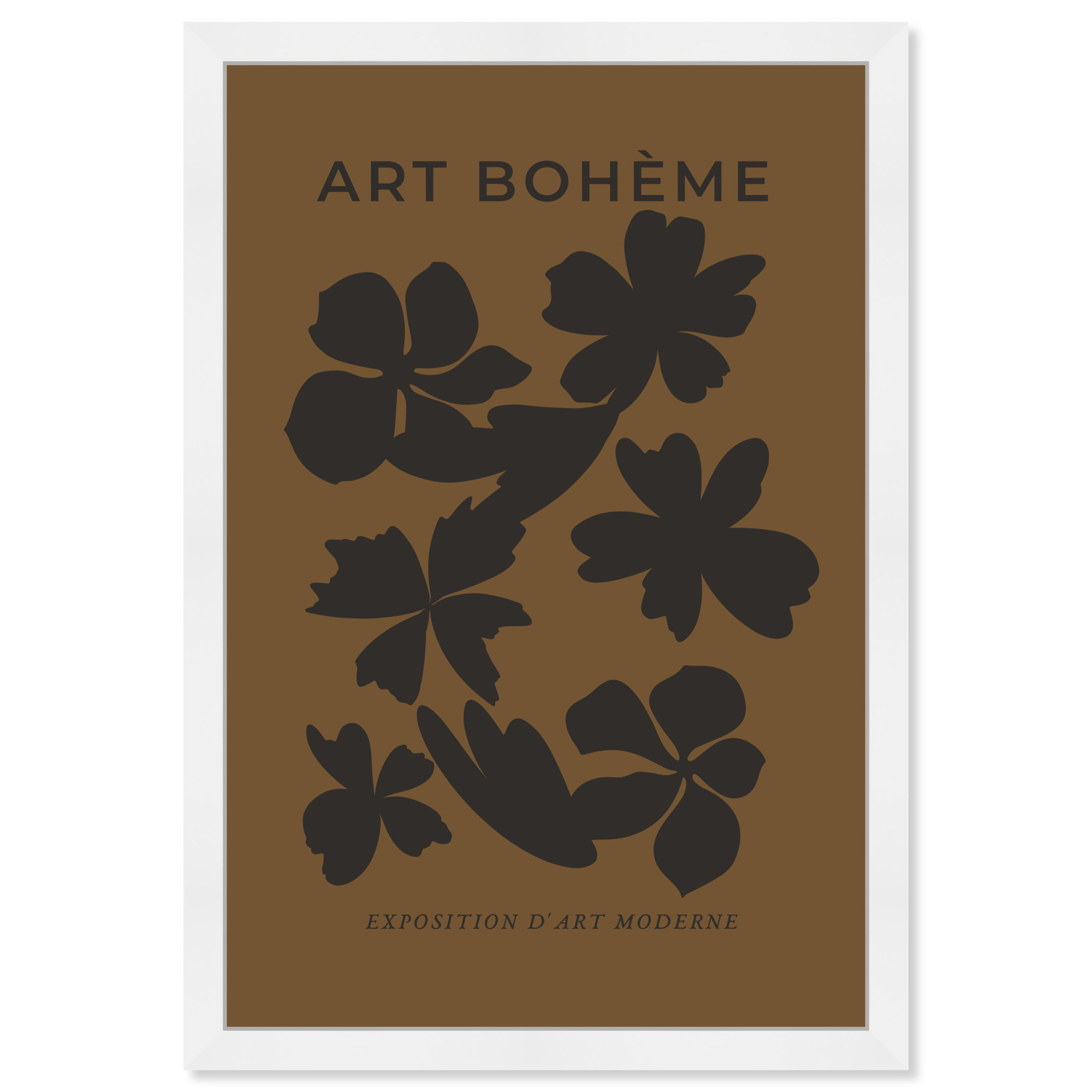Minimal Black And Brown Floral Pattern by Oliver Gal, White, 17" H x 12" W