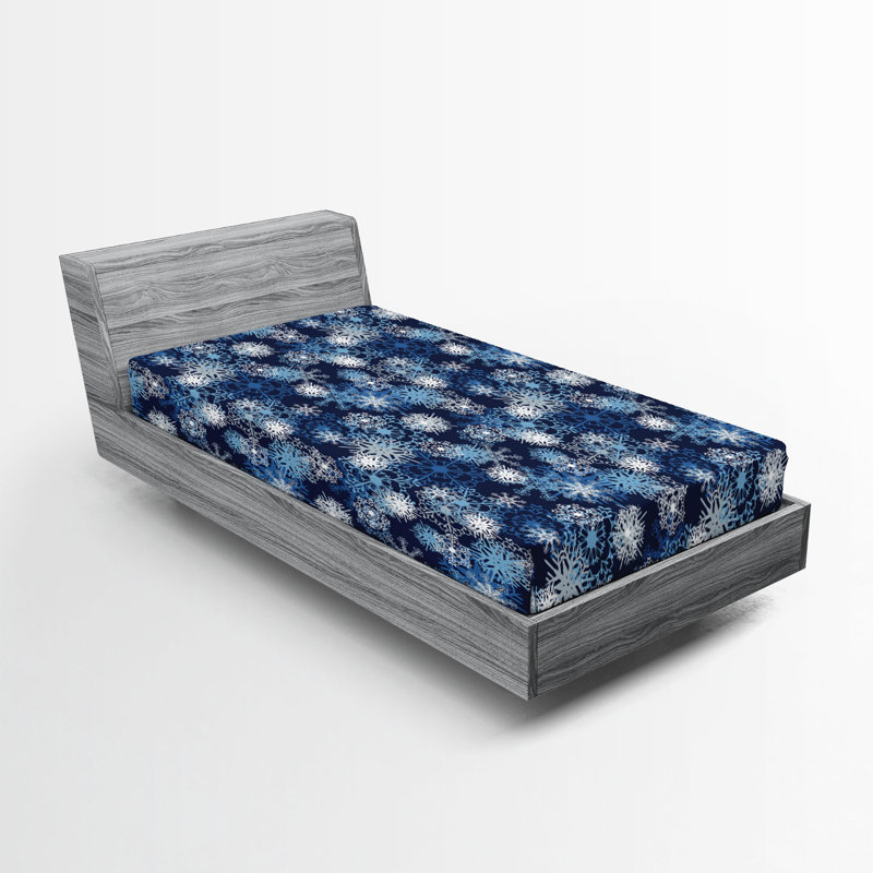 Drap-housse Ambesonne, paquet de 2, Drap-housse de taille simple, Bleu pâle / floral bleu foncé