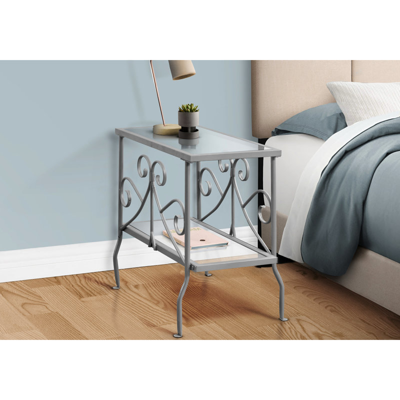 Lampe de table en métal avec verre trempé gris et transparent pour décor de chambre à coucher