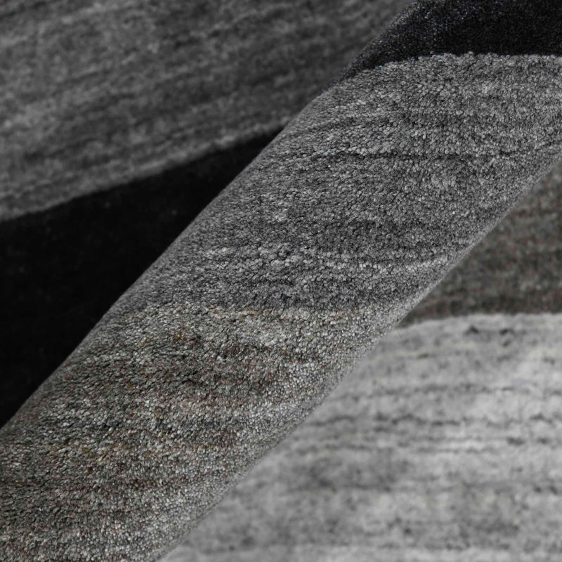 Handmade Gray Wool and Viscose 4' x 6' Reversible Area Rug