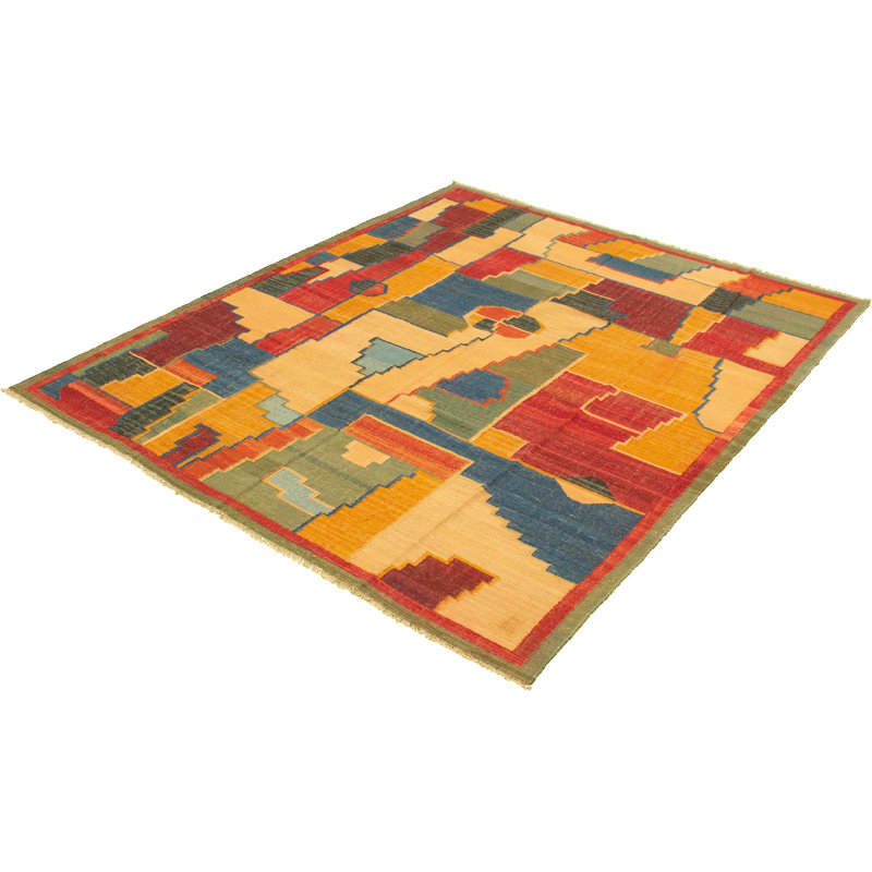 Tapis intérieur en laine 9 pi 2 po x 9 pi 9 po à la main one-of-kind-noué la new age anatolian