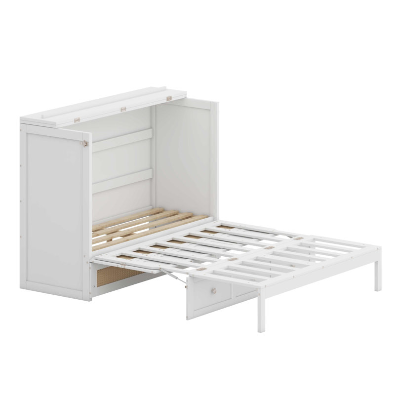 Lit escamotable avec grands tiroirs Murphy, Blanc