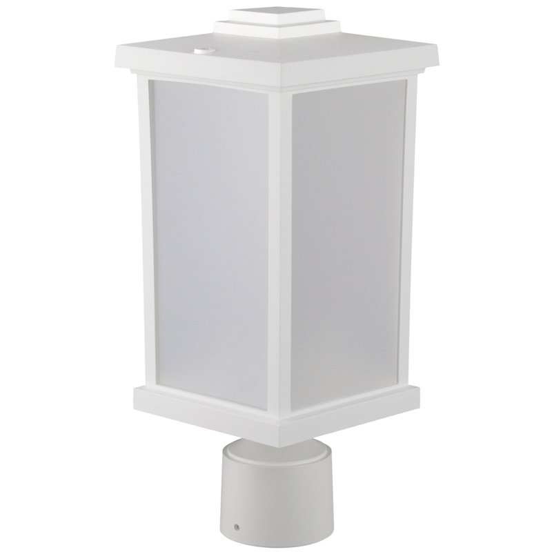 Solus Artisan Square Post Top Fixture with Frosted Acrylic Lens & LED Bulb, White, 4000K