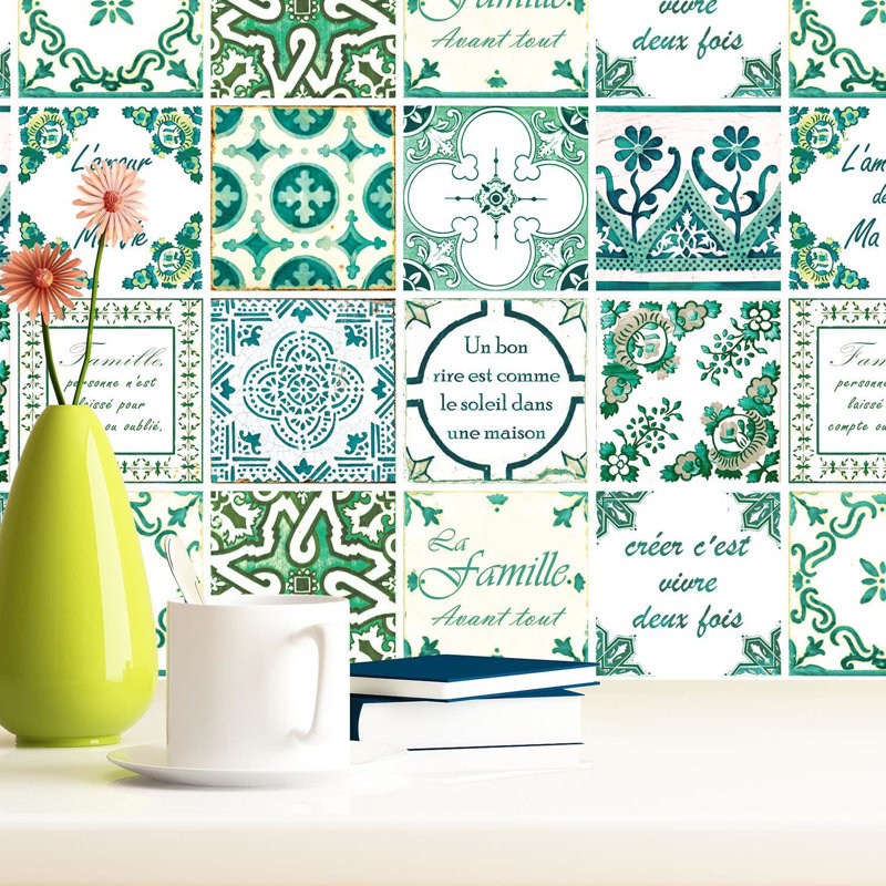 25.4cm W x 25.4cm L PVC Peel and Stick Field Tile