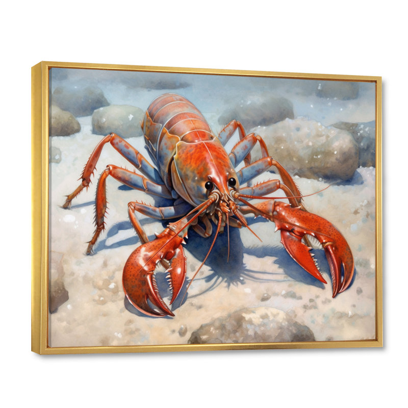 Écrevisse d'eau douce II, H 12 po x l 20 po x P 1 po, Cadre flottant doré