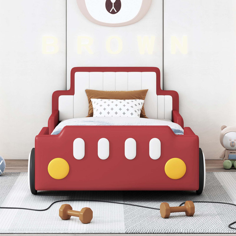 Lit plateforme simple avec roulettes, Rouge