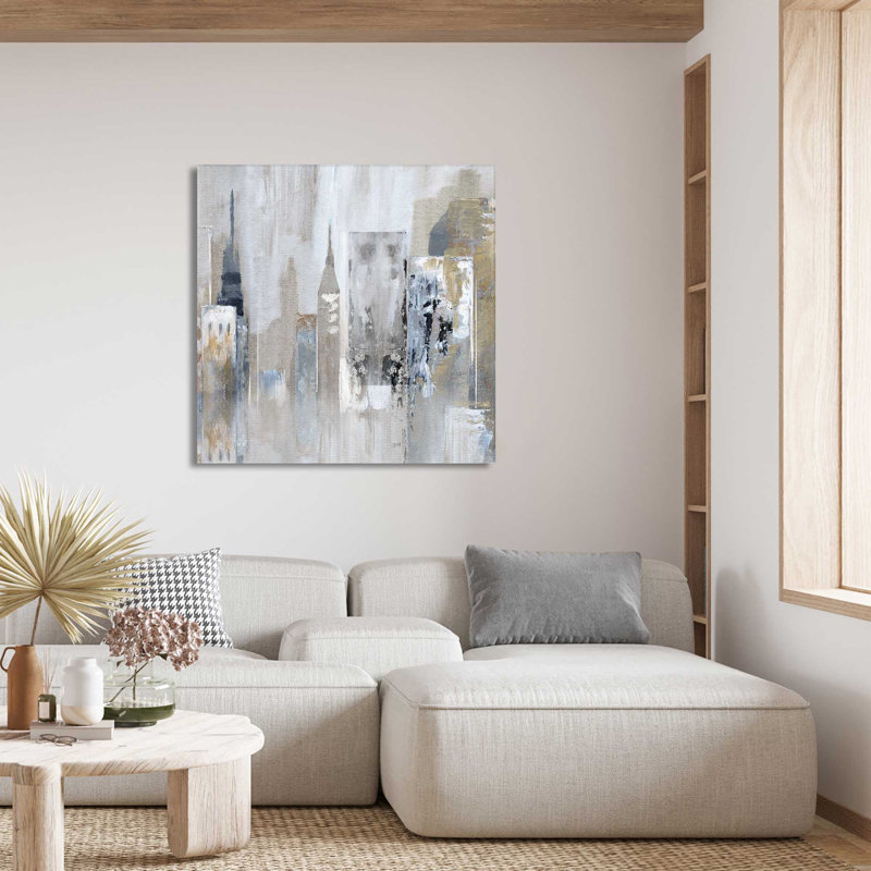 Bay City Reflection par Nan - Peinture, L 18 po x H 18 po, Toile tendue