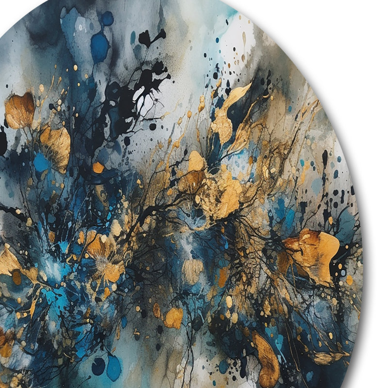 Encre liquide bleue et dorée captivante, H 23 po x l 23 po x P 1 po