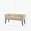 Banc décoratif brun clair, pieds en bois massif, dossier bas, accoudoirs évasés, garniture cloutée bronze éblouissante pour chambre à coucher et contreplaqué-1283197238