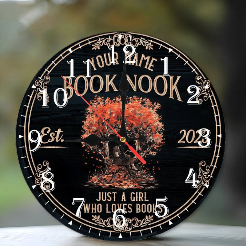 Horloge murale en bois 10 po, mouvement silencieux, à piles (piles AA non incluses), décor artistique, parfait pour les décorations
