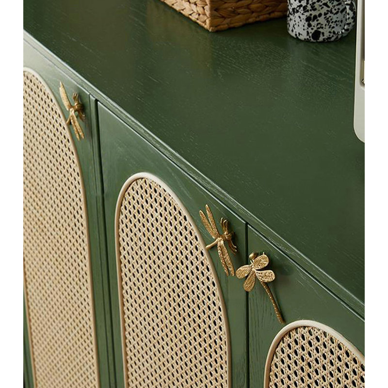 Armoire à chaussures en rotin réglable en bois massif, Vert