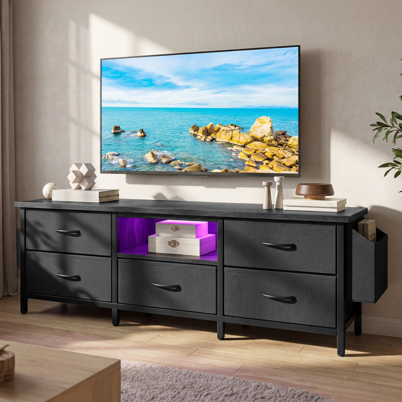  TV Stand For Tvs Up To With 5-Drawer, 65cm H x 145cm W x 35cm D, Black