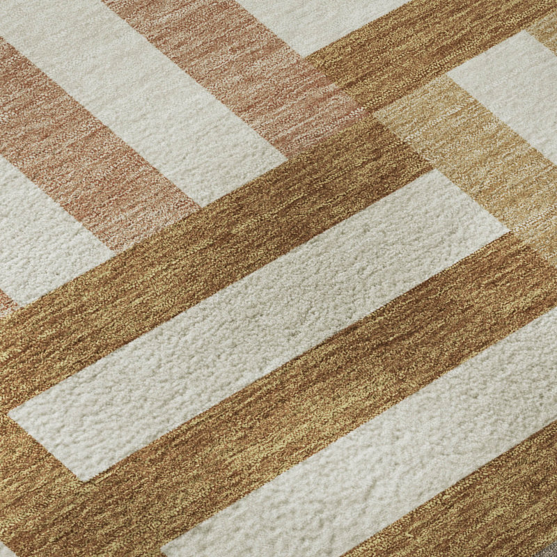 Premium Machine Washable Mayfield AMF2332 Geometric Rug, Paprika, 10' x 14'