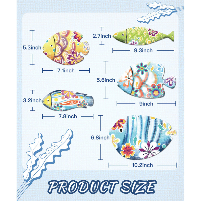 Metal Fish Wall Decor Coastal Style Tropical Fish Wall Art for Home Patio Porch Garden Beach House Decoration
