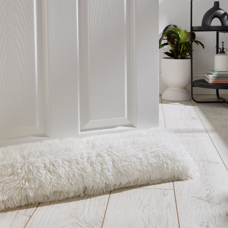 Cuddly Deep Pile Faux Fur Door Draught Excluder, Blush