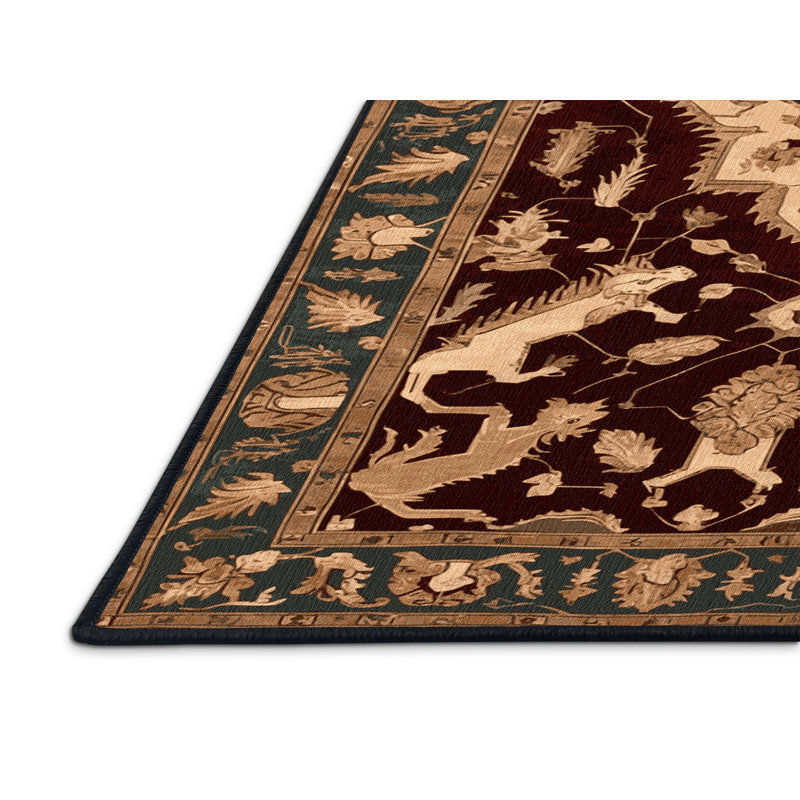 Tapis persan noir lavable à la machine, Tapis de couloir 2 pi x 4 pi