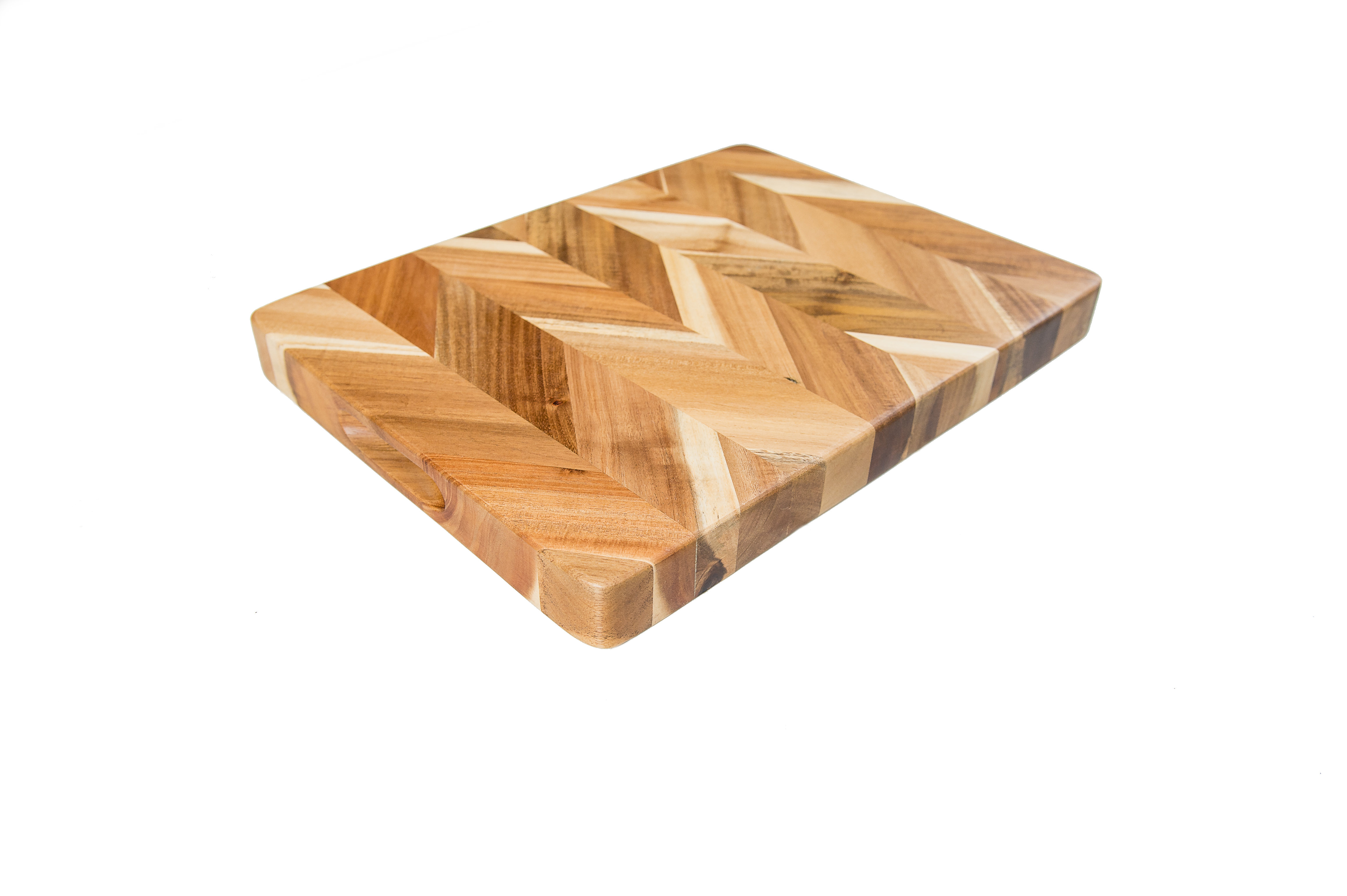 Lipper International Acacia Herringbone Rectangular Cutting/Serve Board With Inset Handles, Large & Reviews | Wayfair
