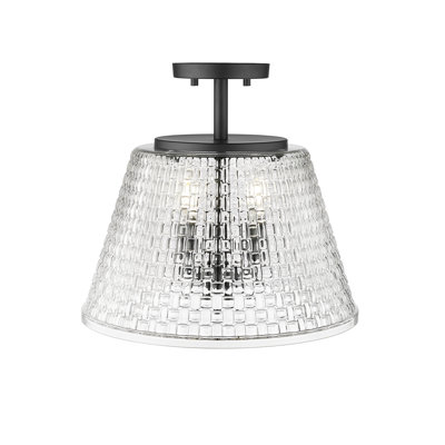 Morea 3 Light Semi-Flush Ceiling Mount with Clear Woven Lattice Shade