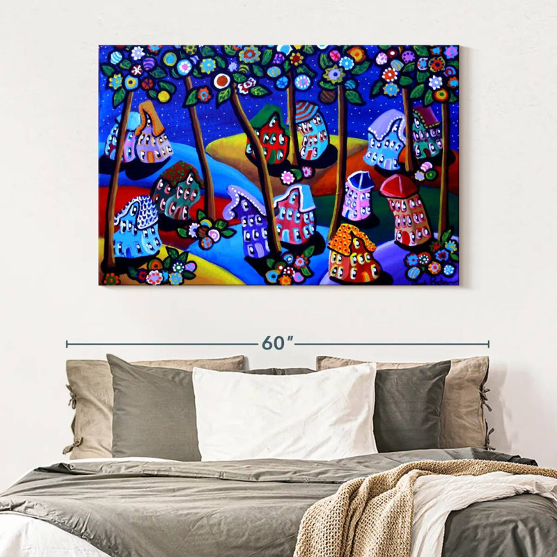 Whimsical Hills Houses Trees, 34" H x 51" W
