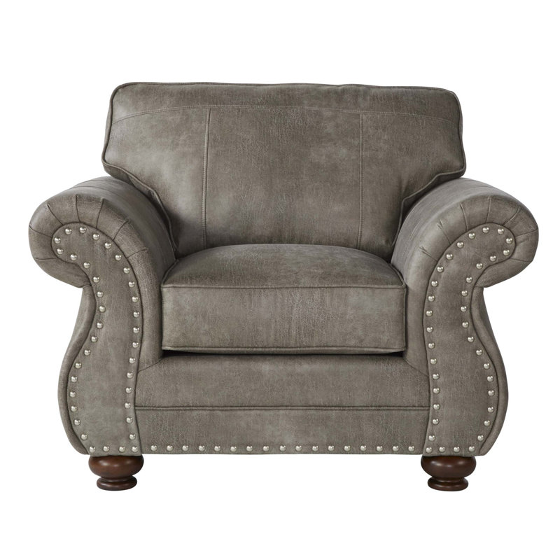 Chaise cloutée en similicuir, Gris