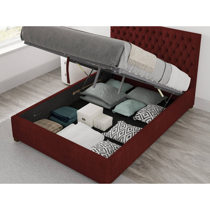 Central City Upholstered Ottoman Storage Bed, Bordeaux, Single (3')