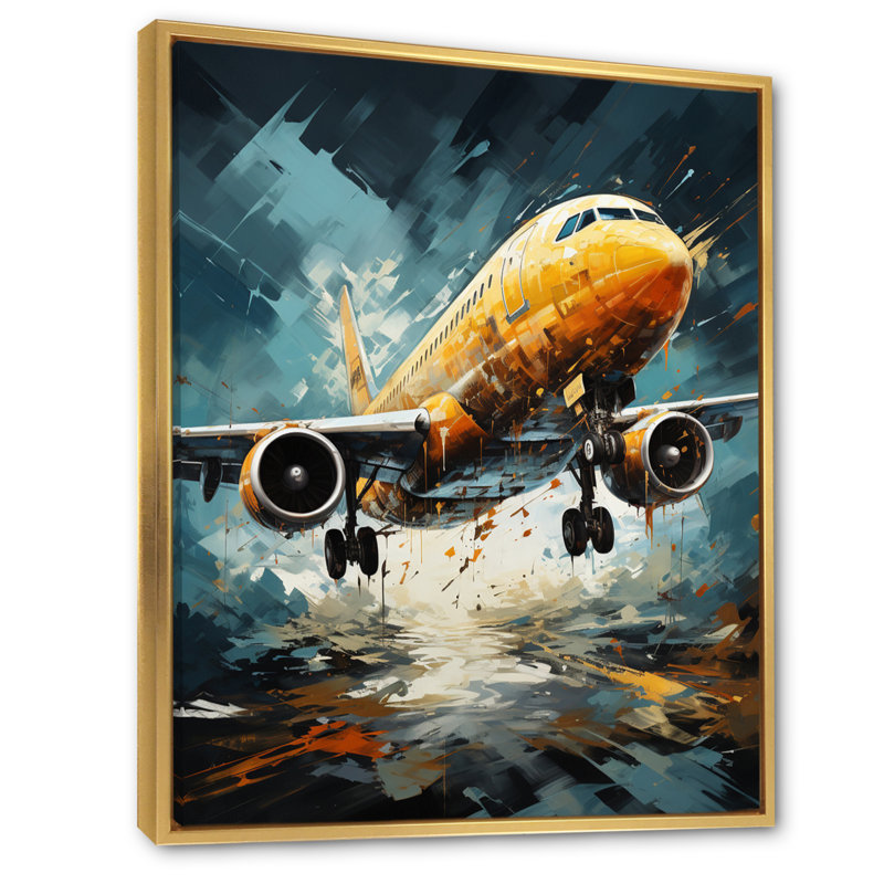 Orange Aerodynamics Plane - Plane Canvas Prints, H 20 po x l 12 po x P 1 po, Cadre flottant doré