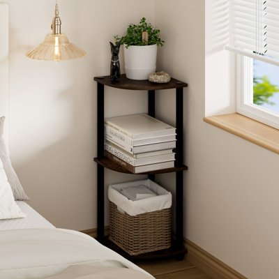 Étagère d'angle ronde en bois à 3 niveaux de 30 po pour le salon et le bureau