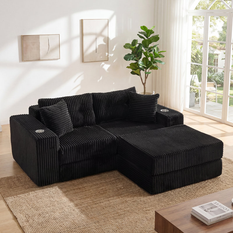 3 Seater Velvet Sofa, Black
