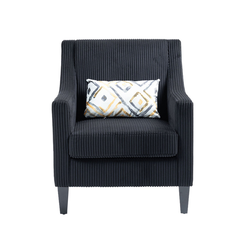 Fauteuil de 26,7 po de largeur, Velours côtelé noir