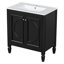  Meuble-lavabo de salle de bain avec lavabo, deux portes avec tablette, charnières à fermeture douce, style rétro, noir-1359413693