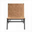 Fauteuil d'appoint Mid-Century compact, cuir tissé avec finition brune, structure en métal thermolaqué noir