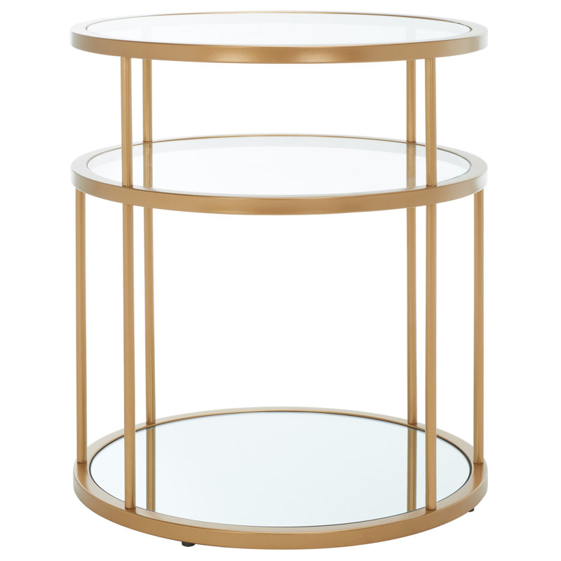 Glass Top End Table, Gold