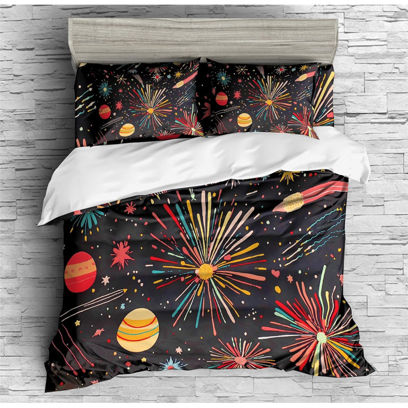 New Year Firework Print Bed Sets