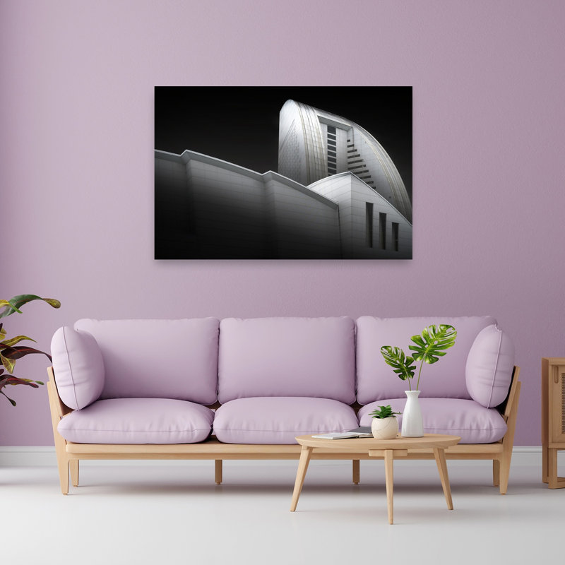 Affiche murale abstraite représentant des courbes architecturales modernes et géométriques contemporaines., H 40 po x l 60 po