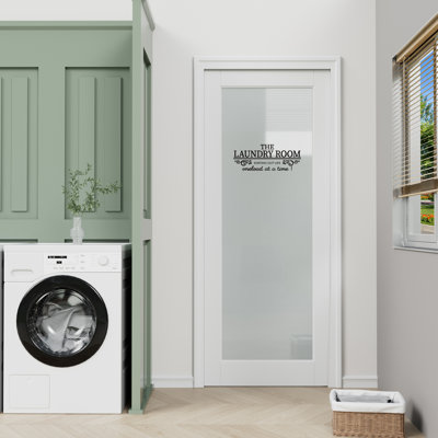 80''H/96''H Interior Laundry Frosted Door Slab Solid Manufactured Wood Prime Standard Door Without Hardware Kit